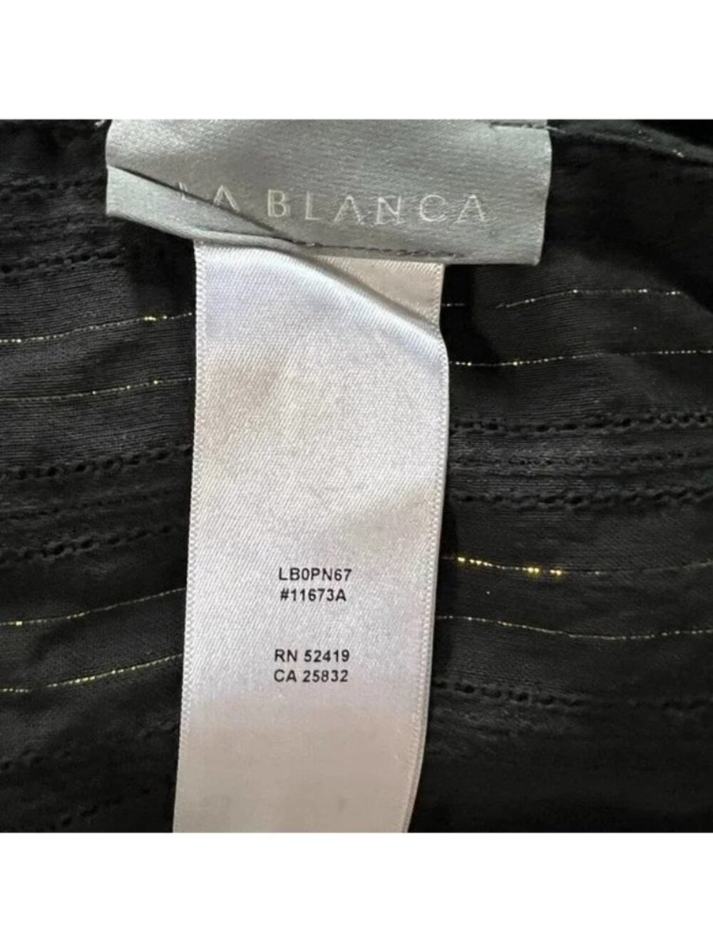La Blanca Black Metallic Gold Pinstripe Coverup Jumpsuit - Picture 7 of 9